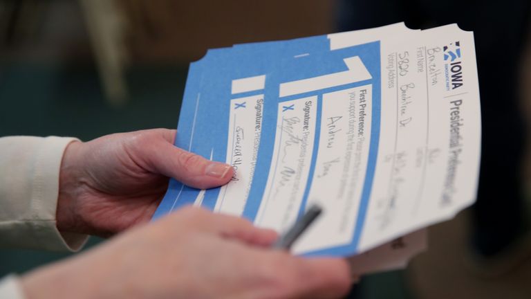 Votes counted for Democratic candidates at the Iowa caucus 2020