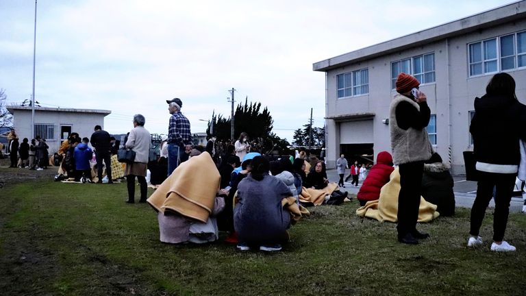 People are evacuated following the earthquake in Wajima City, Ishikawa Prefecture, Japan. Pic: AP