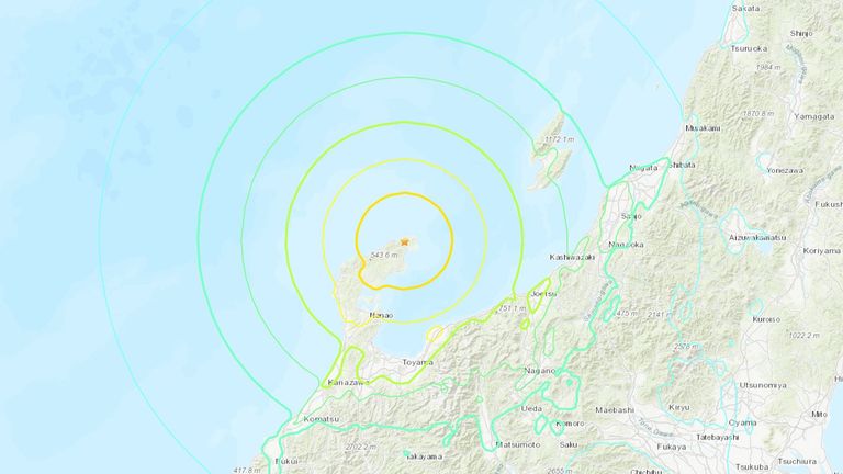 This image shows the epicentre of the Japan earthquake. Pic: USGS