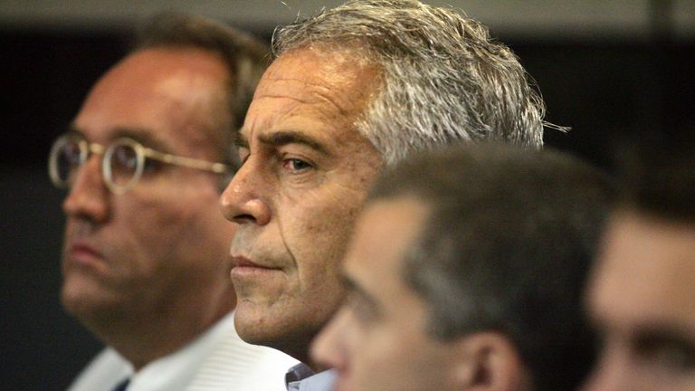 FILE- Jeffrey Epstein appears in court in West Palm Beach, Fla., July 30, 2008. A modeling agent who was close to disgraced U.S. financier Jeffrey Epstein was found dead Saturday in his French jail cell, where he was being held in an investigation into the rape of minors and trafficking of minors for sexual exploitation, according to the Paris prosecutor&#39;s office. (Uma Sanghvi/Palm Beach Post via AP, File)