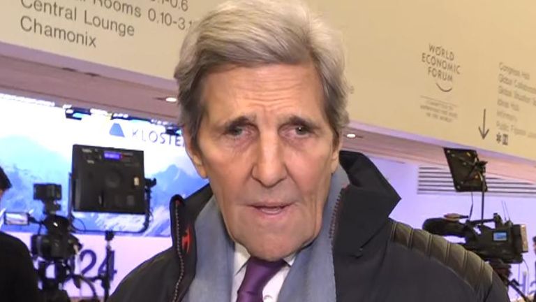 John Kerry talks to Sky&#39;s Ed Conway in Davos
