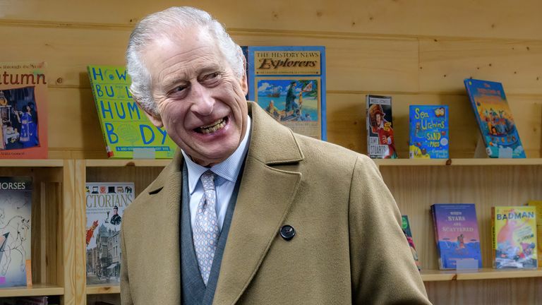 King Charles III during his visit to to Flitcham Church of England