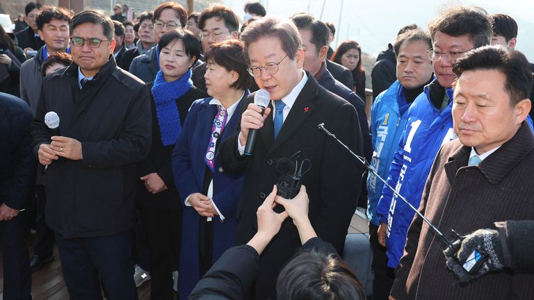 The politician was in the southern port city of Busan