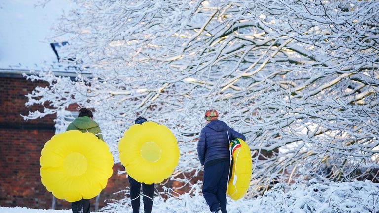 Inflatable sledges were used too