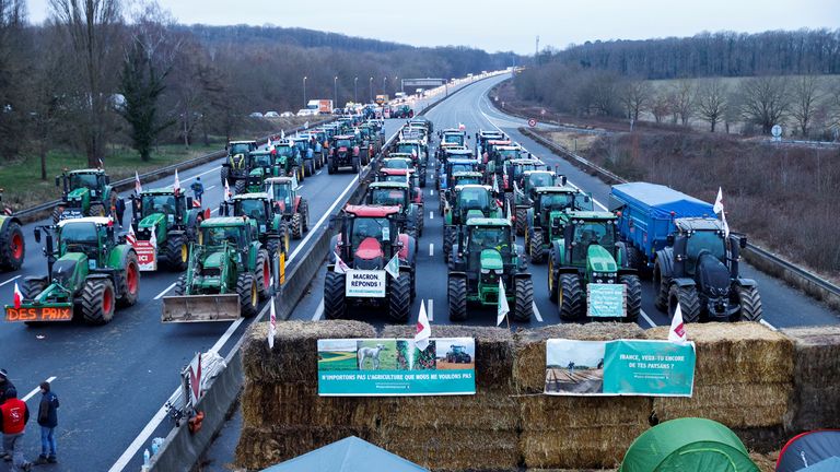 Farmers protesting in France. Pic: Reuters 