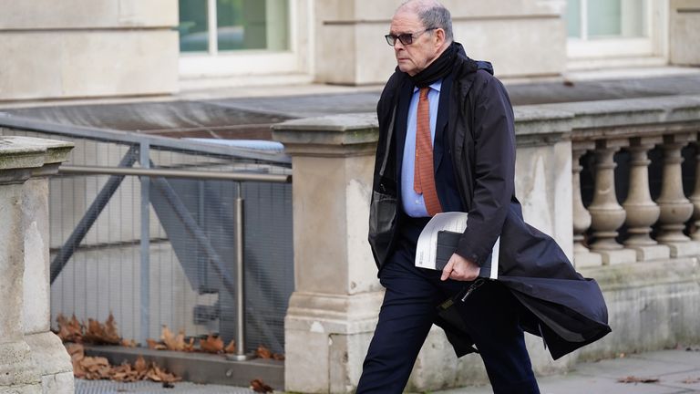Lord Arbuthnot arrives at the Department of Business and Trade at the Old Admiralty House in central London ahead of a meeting of the independent Horizon Pay Advisory Committee. Image date: Wednesday, January 10, 2024.