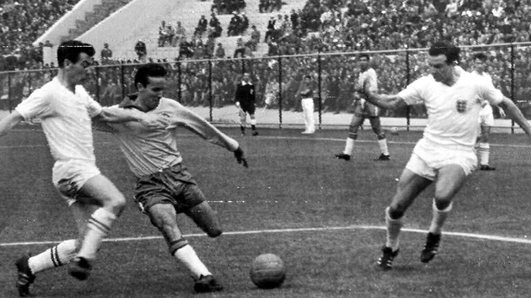 Mario Zagallo (second left) playing during the 1962 World Cup. Pic: AP