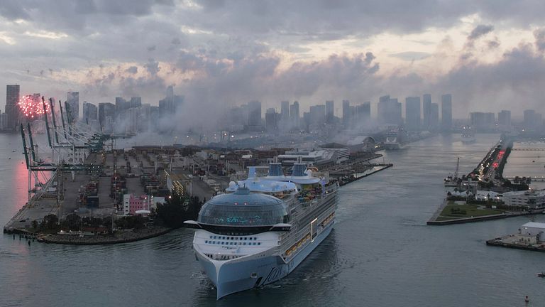 The Icon of the Seas embarks on its first public cruise. Pic: AP