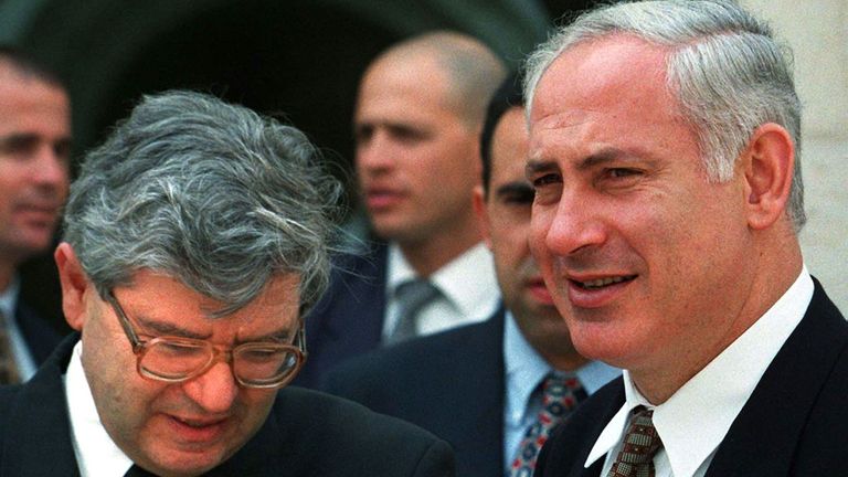 Mr Barak, left, with Israeli prime minister Benjamin Netanyahu in 1997