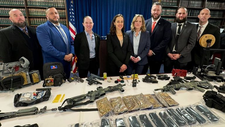 Detectives found a stockpile of weapons at the Hatziagelis brothers' family home. Pic: Queens County District Attorney's Office 