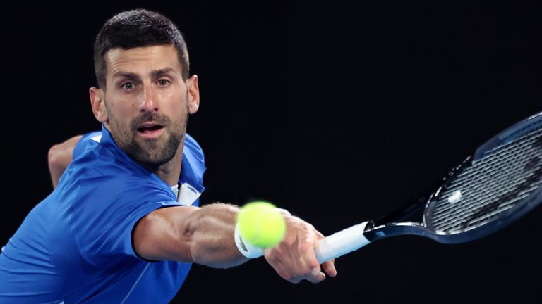 Novak Djokovic in action at the Australian Open tennis championships in Melbourne