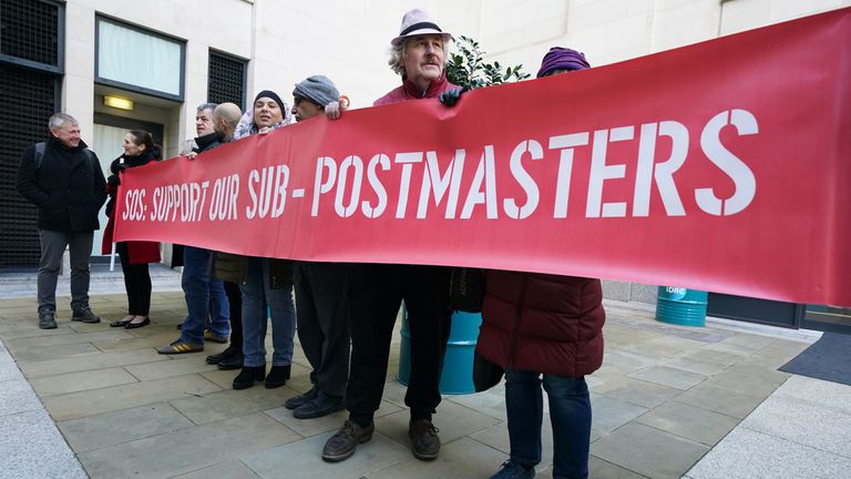 Protesters outside the Post Office Horizon IT inquiry in London in 2022