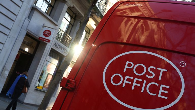 Post Office van outside Post Office branch in London
