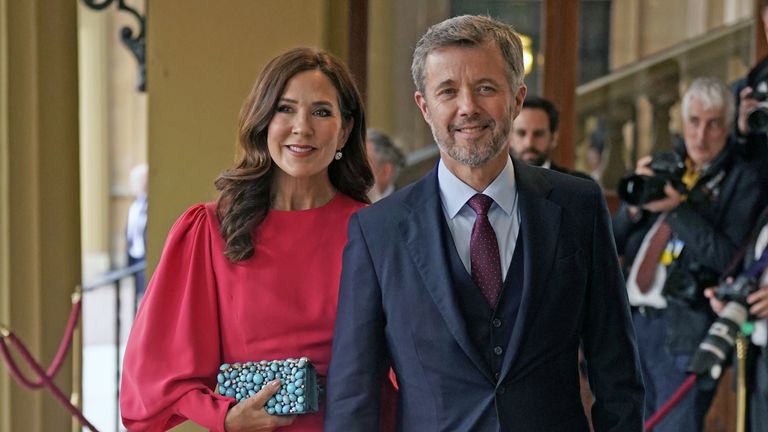 Mary, Crown Princess of Denmark and Crown Prince Frederik of Denmark at Buckingham Palace