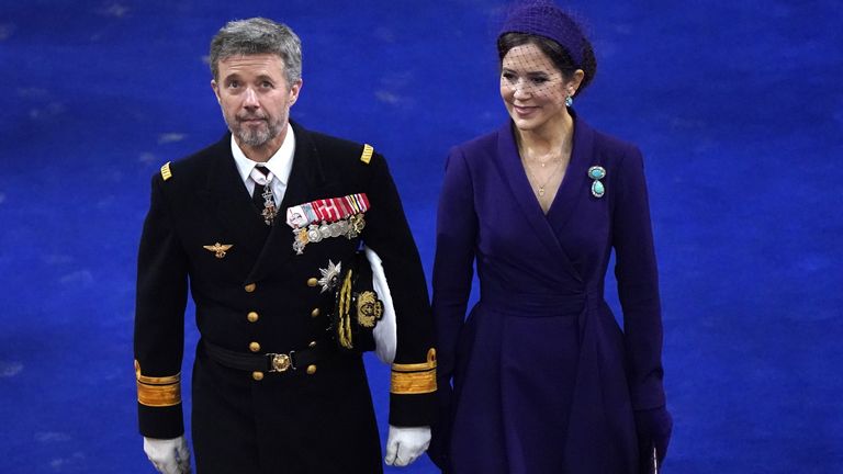 Crown Prince Frederik of Denmark and Crown Princess Mary at the coronation of King Charles III and Queen Camilla