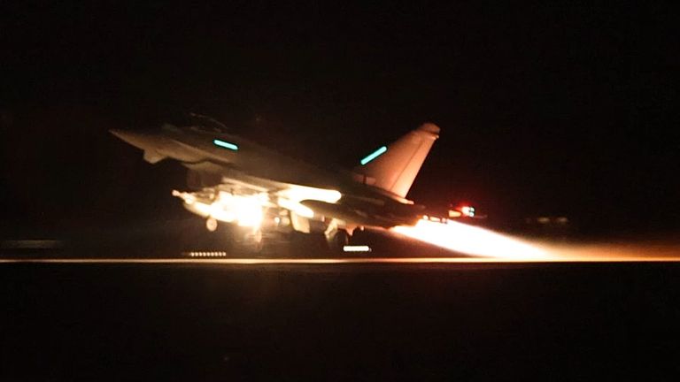 RAF Typhoon jets took off from RAF Akrotiri in Cyprus before striking targets in Yemen