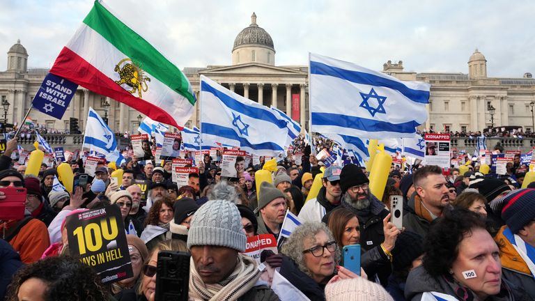 A pro-Israel rally in Trafalgar Square, London. Picture date: Sunday January 14, 2024.