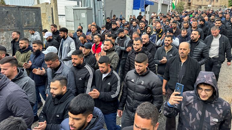 Palestinians in Ramallah, in the occupied West Bank, protest the killing of Saleh al Arouri