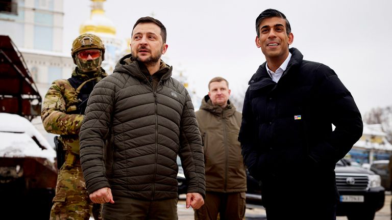 Rishi Sunak pictured with Volodymyr Zelensky on a previous visit to Ukraine Pic:AP