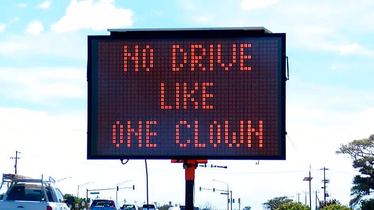 Pic: AP/Hawaii News Now
A road sign is posted along a Maui, Hawaii roadway in an attempt to slow speeding traffic. The police department is using Hawaii...s creole language and some humor to get motorists to slow down. The Maui Police Department is using Hawaii Pidgin in signs like, ...Eh slow down. No drive like one clown.... Hawaii News  (Hawaii News Now via AP)