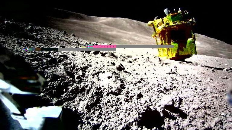 The Smart Lander for Investigating Moon (SLIM) taken by LEV-2 on the moon
Pic: Japan Aerospace Exploration Agency/Reuters
