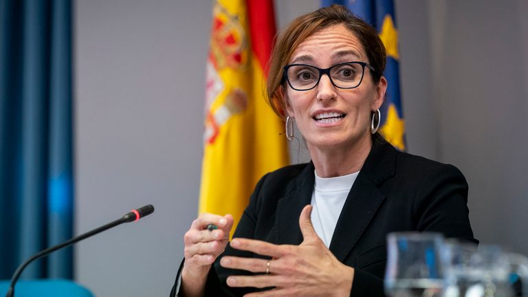 Spain&#39;s Minister of Health, Monica Garcia, gives a press conference after the meeting with the Interterritorial Council of the National Health System (CISNS), at the headquarters of the Ministry, on December 21, 2023,