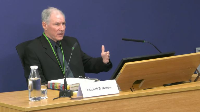Screen grab taken from the Post Office Horizon IT Inquiry of Post Office investigator Stephen Bradshaw giving evidence to phase four of the inquiry at Aldwych House, central London. Picture date: Thursday January 11, 2024.


