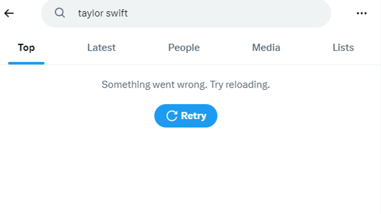 Taylor Swift not searchable on X