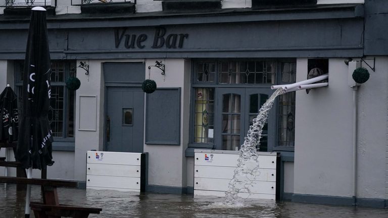 Flood water surrounds the Severn View public house, as heavy rain continues to fall in Worcester. The Met Office has issued an amber weather warning for Storm Henk, which is forecast to bring gusts of up to 80mph to parts of the UK. Picture date: Tuesday January 2, 2024.