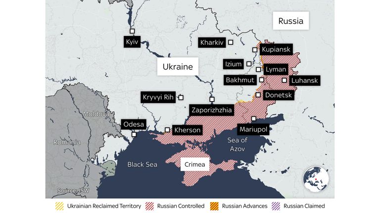Map of Russia and Ukraine 05/01/2024