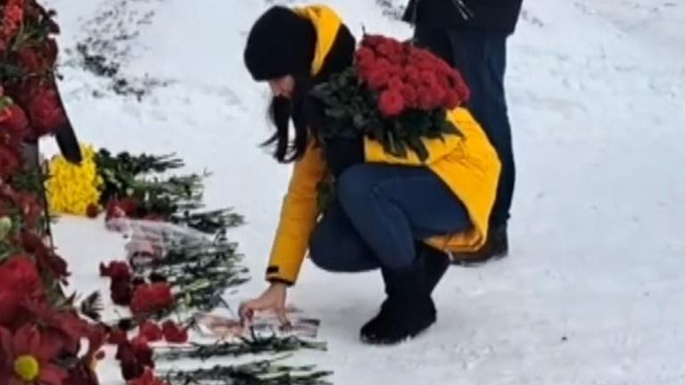 Ukrainians hold memorial for 46 people killed by Russian missile, one year on. 