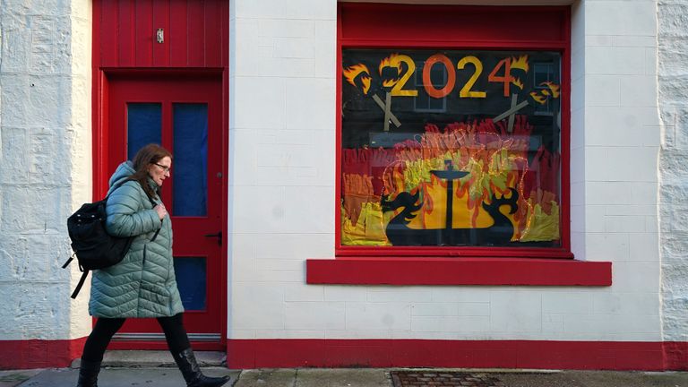 Window displays in Lerwick town centre ahead of Up Helly Aa which takes place tomorrow. Picture date: Monday January 29, 2024.
