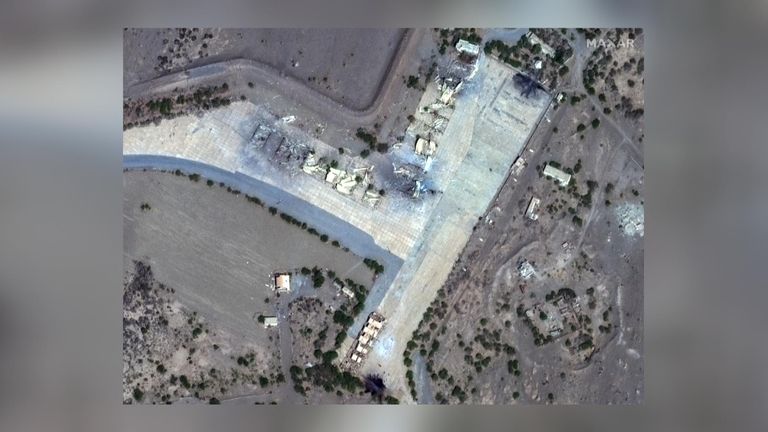 Hudaydah airfield in Yemen following an airstrike - Pic: SATELLITE IMAGE 2024 MAXAR TECHNOLOGIES