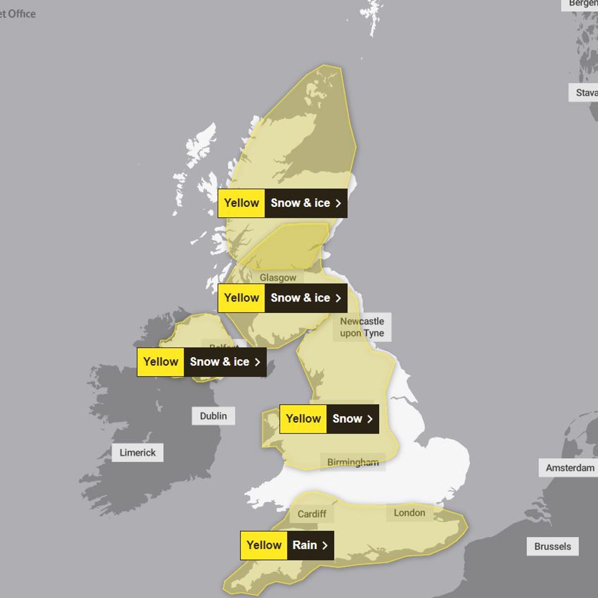 UK snow Full list of areas forecast to get it in the UK this week UK