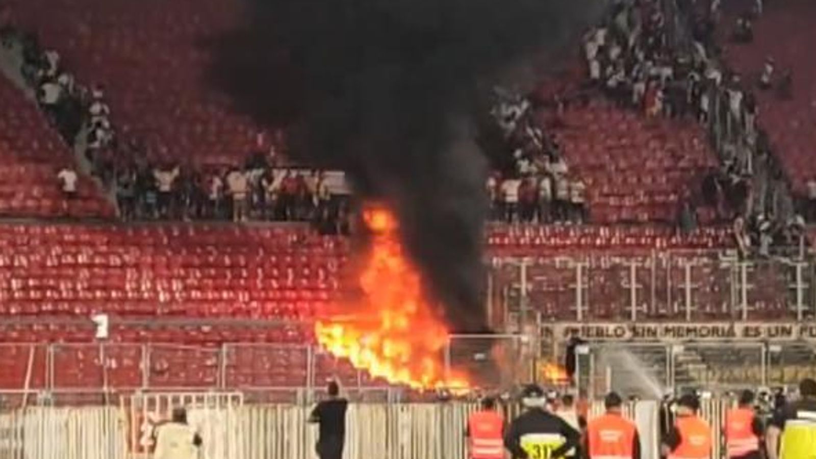 Chile: Fans set fire to the seats of Chile's National Stadium after