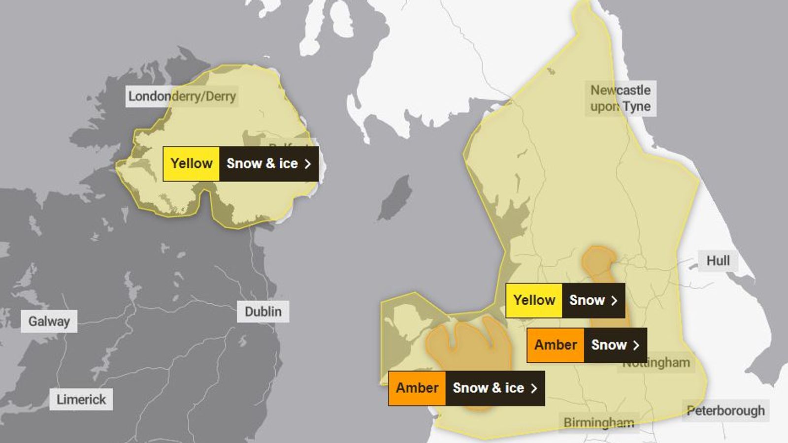UK weather: Met Office issues two amber warnings for snow covering Wales and Peak District