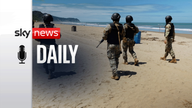 Soldiers patrol a beach in Esmeraldas in Ecuador