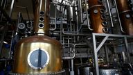 A pot still and rectifying column at the Adnams brewery in Southwold. Pic: Reuters