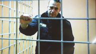 Alexei Navalny looks at a camera while speaking from a prison via a video link in 2022
Pic: AP