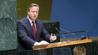 David Cameron addresses the United Nations General Assembly.
Pic: Reuters 