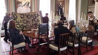 A demonstration at Palace of Holyroodhouse. Pic: This Is Rigged
