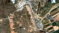 Satellite images show Egypt has cleared a large area of land along the border with Gaza and is building a wall.
 CREDIT Pics: Satellite image ©2024 Maxar Technologies