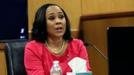 Fulton County District Attorney Fani Willis testifies in court. Pic: AP