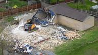 Demolition works continue at the home of Hannah Ingram-Moore. Pic: PA