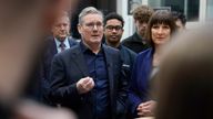 Keir Starmer during a visit with shadow chancellor Rachel Reeves to the Manufacturing Technology Centre in Coventry.
Pic: PA
