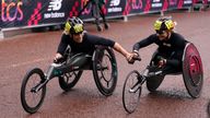 Madison de Rozario (left) after winning the 2023 race. Pic: PA