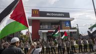 Indonesian Muslims Boycott McDonald&#39;s Over Support For Israel ** STORY AVAILABLE, CONTACT SUPPLIER** Where: Palu City, Central Sulawesi Province, Indonesia When: 03 Nov 2023 Credit: Opn Images/Cover Images  (Cover Images via AP Images)