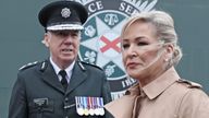 Chief Constable Jon Boutcher and Northern Ireland First Minister Michelle O&#39;Neill attending a PSNI graduation ceremony at the PSNI College, Belfast.
Pic: PA