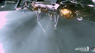 At least one of the Odysseus lander&#39;s legs was shattered with rocks and dust being blown away at high speed by the force of the rocket engine as it landed. Pic: Intuitive Machines/NASA