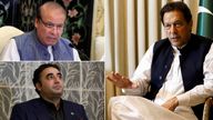 Nawaz Sharif, Imran Khan, Bilawal Bhutto Zardari. Pics: Reuters